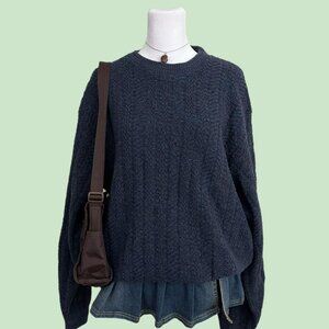 vintage 90s navy chunky indie skate grunge knit sweater